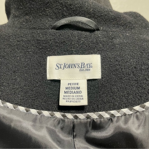 St.John’s Bay Women’s Black Wool Blend Peacoat MEDIUM - Picture 8 of 9